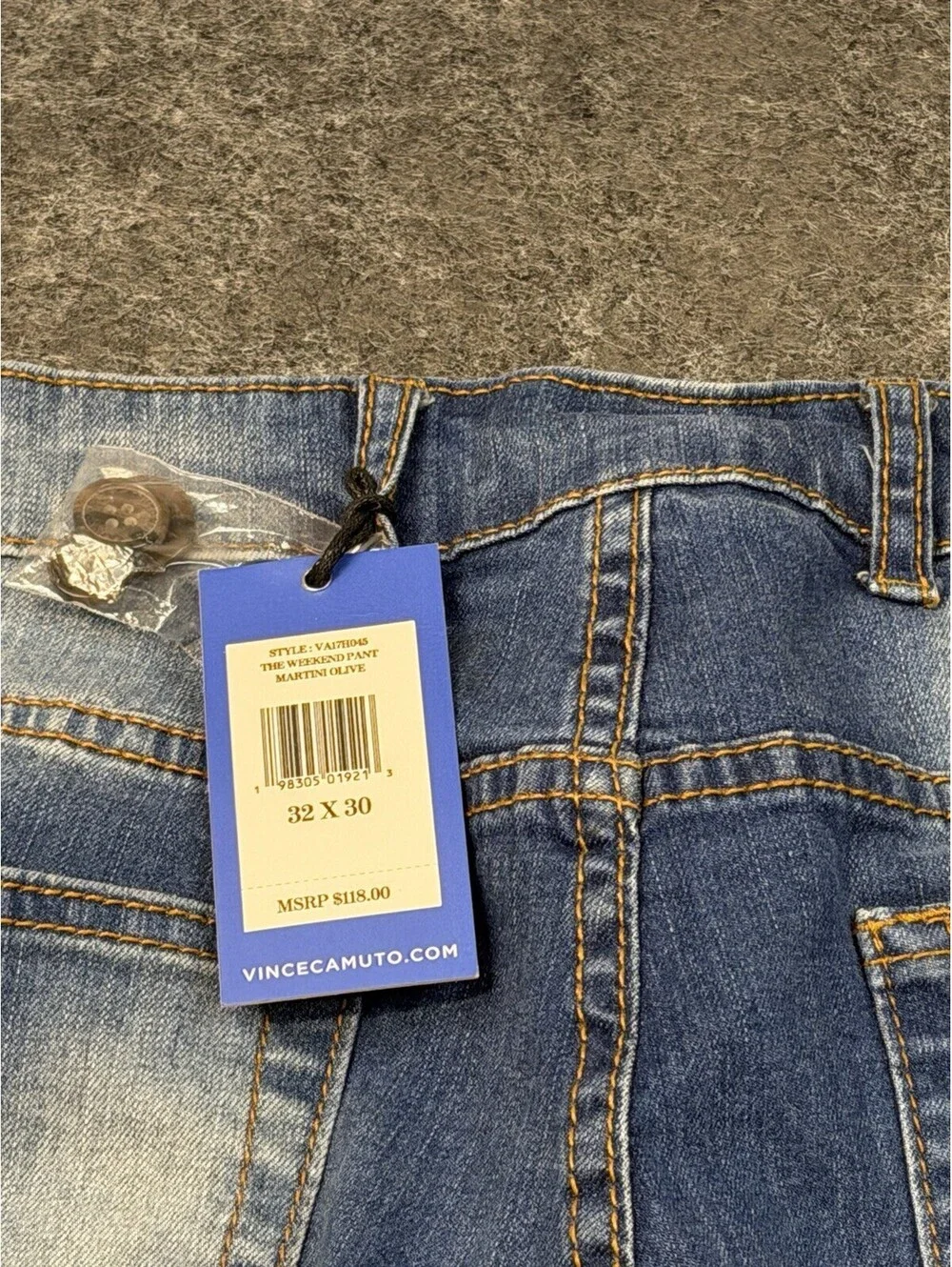 Vince Camuto V19-69 Moto Biker Jeans Mens 32x30 Slim Taper Blue NWT